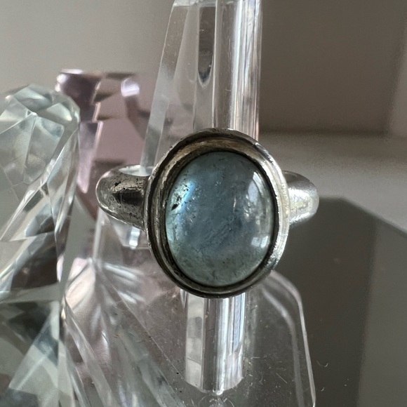 Lg sterling silver 925 raw call Raw Cabochon  aqua marine - Picture 6 of 14